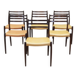 Set of six mahogany chairs, Danish design, 1960s, designer: Niels Otto Møller