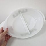 Glasbake usa hollow oven dish compartmented 2 parts vintage daisy green