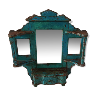 Old mirror-wall shelf in teak