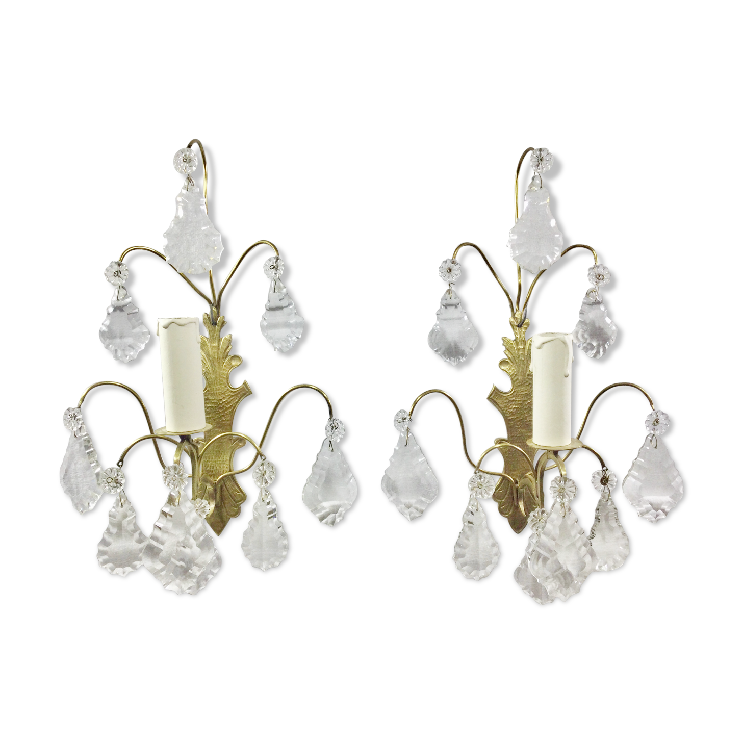 Pair of Wall Lamp Bronze And Crystal 1 Light