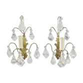 Pair of Wall Lamp Bronze And Crystal 1 Light