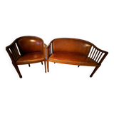 Restored art deco bench and matching armchair