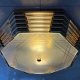 Midcentury brass/glass ceiling lamp/flush mount or wall lamp, 1960s