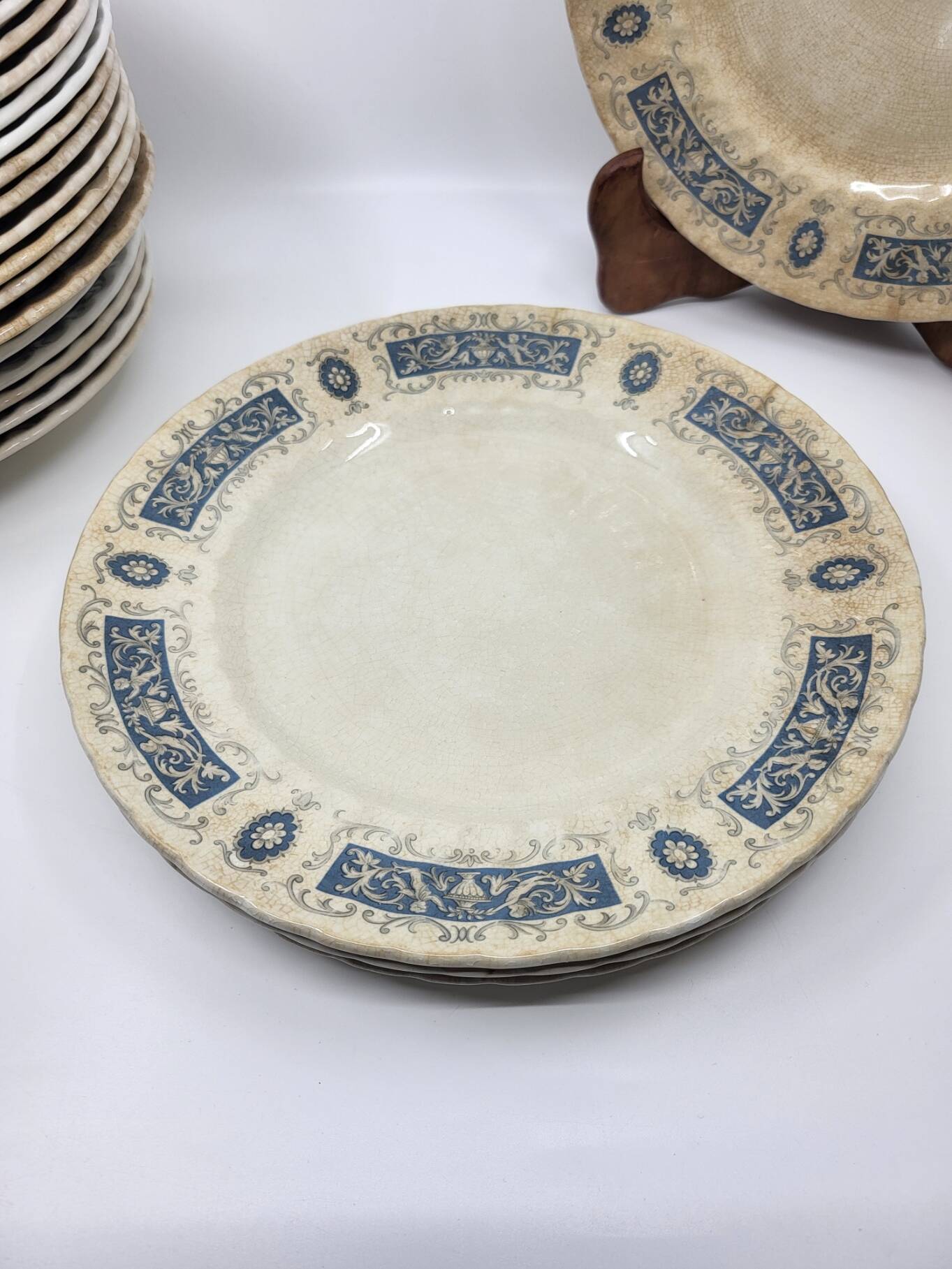 Ridgway Portland English Earthenware Plates (Set of 17)