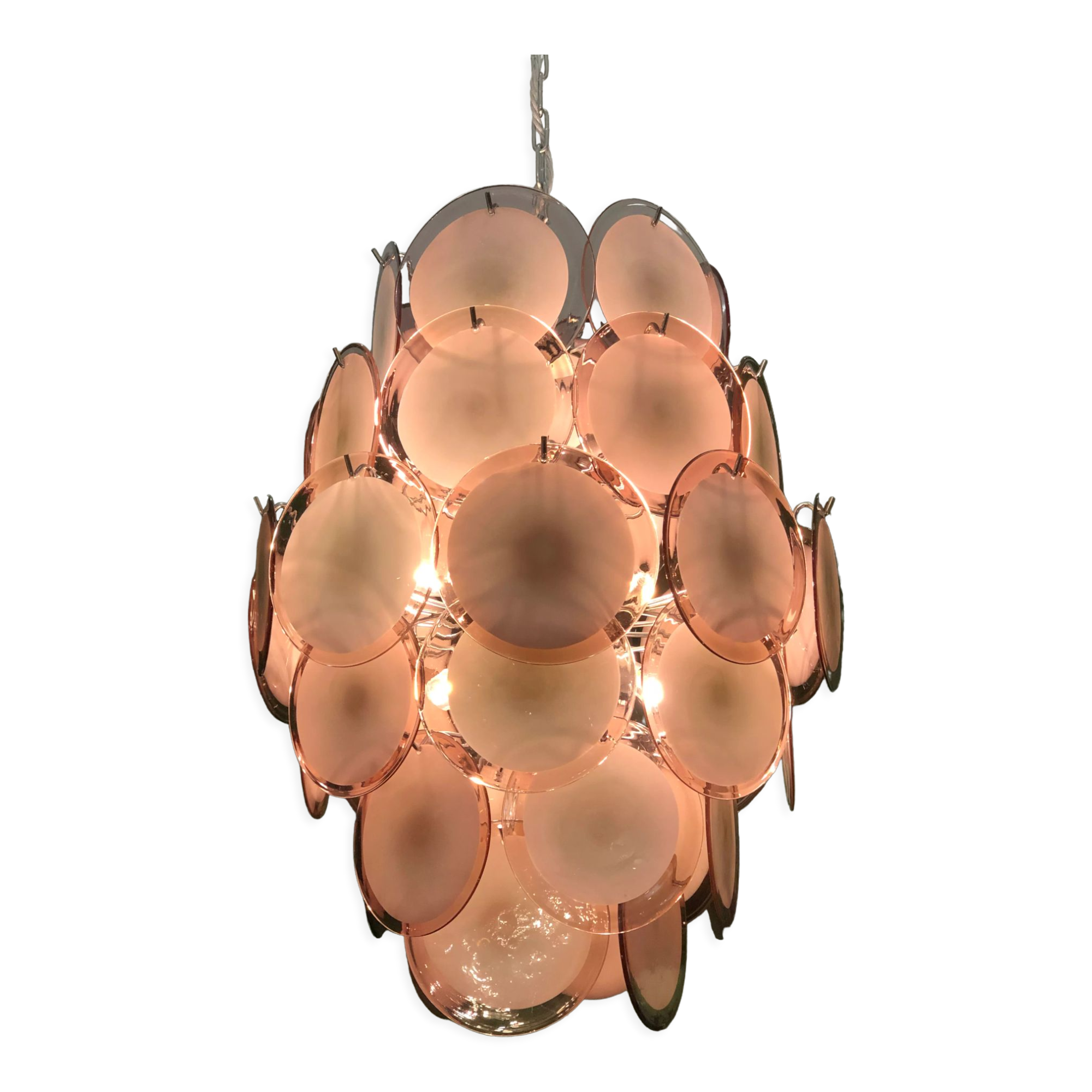 Murano Chandelier with 42 Crystal Disks design Gino Vistosi, 1970s