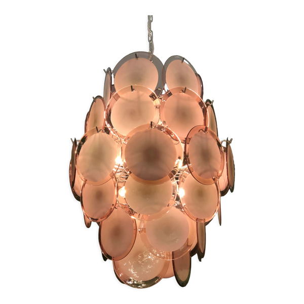 Lustre de Murano avec 42 disques de cristal design Gino Vistosi, années 1970