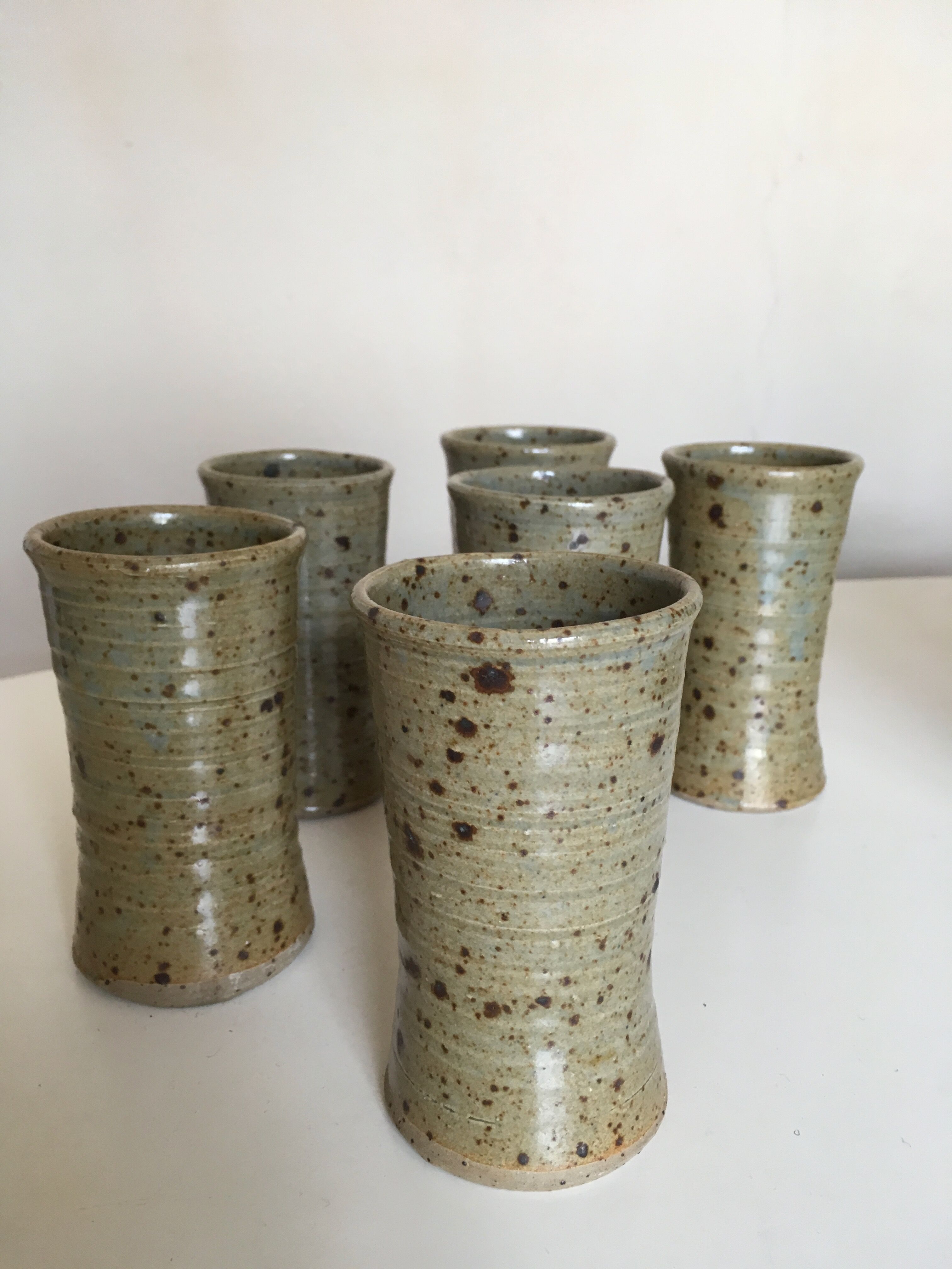 set of potter's pyrity sandstone mugs 1970