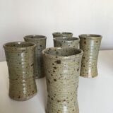Set de 6 gobelets de grès pyrité atelier potier 1970