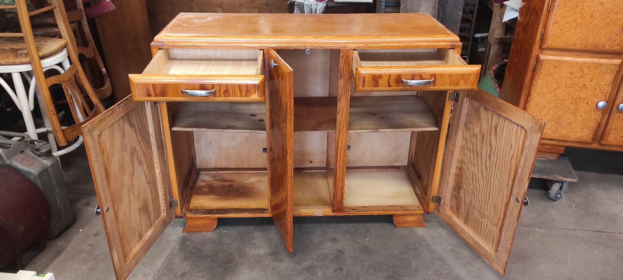 Low vintage Mado style Parisian sideboard 3 doors 2 drawers
