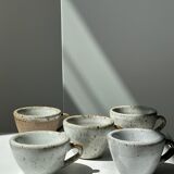 Set of 5 Indonesian ceramic handle coffee cups