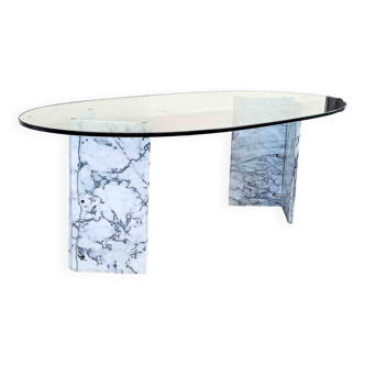 Marble and glass dining table for 8 to 10 people 1970s length 209.5 cm