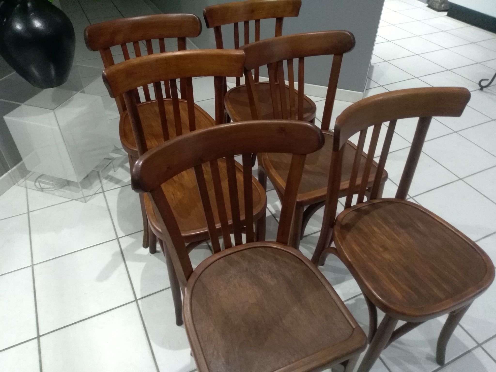 Suite de 6 chaises de bistrot Luterma année 1950