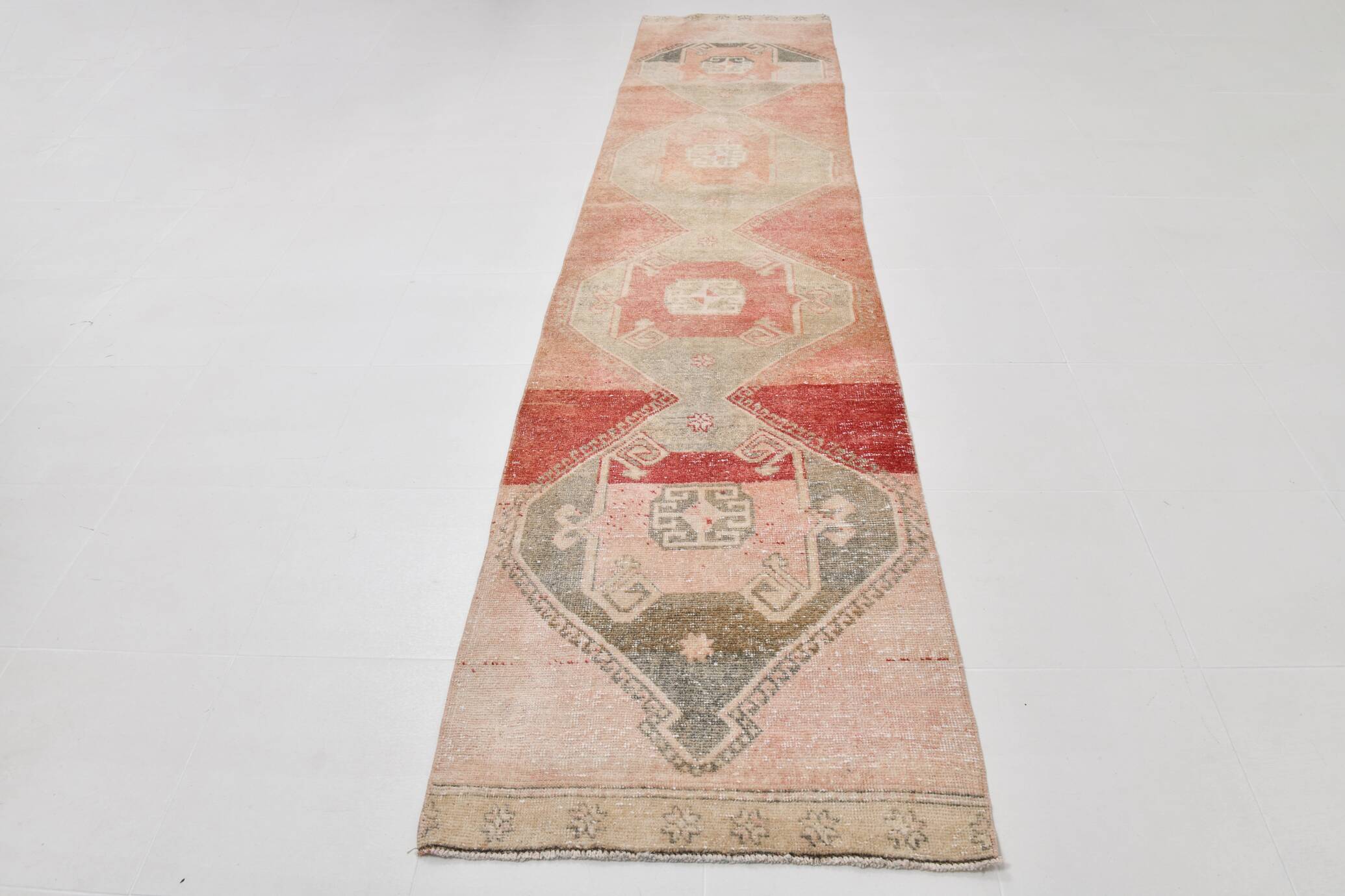 3x12 Vintage Oushak Runner Rug, Antique Rug, Hallway Runner Rug, 82x365Cm