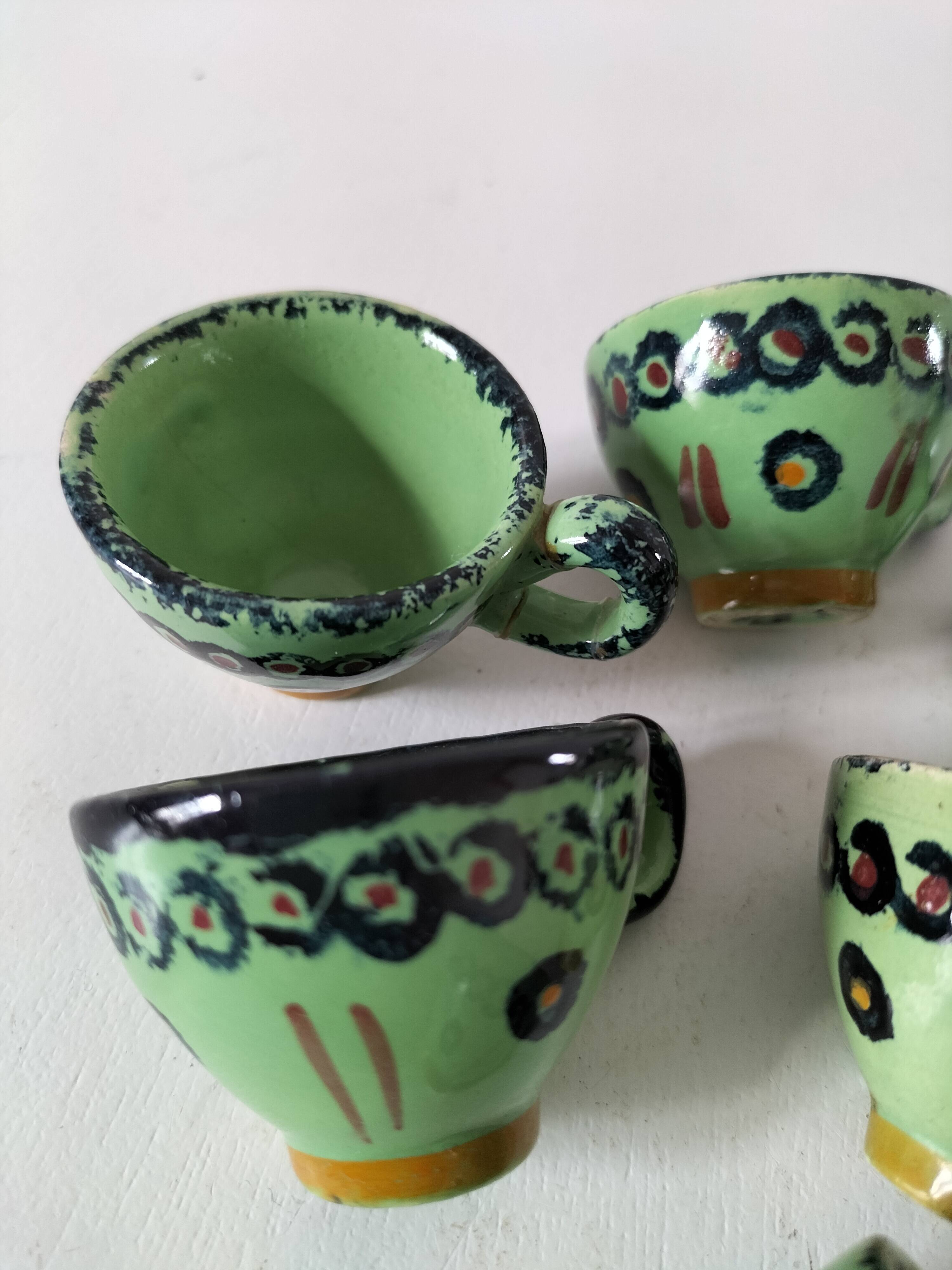 6 mini HB Quimper cups, bright green