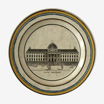 Earthenware plate by choisy le roy (1804-1823) "military school"
