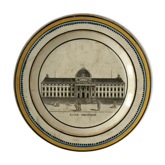 Earthenware plate by choisy le roy (1804-1823) "military school"