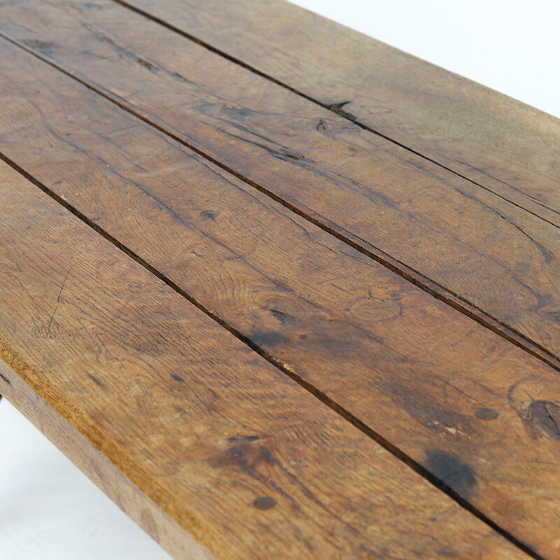 Rustic Oak Brutalist Vintage Dining Table