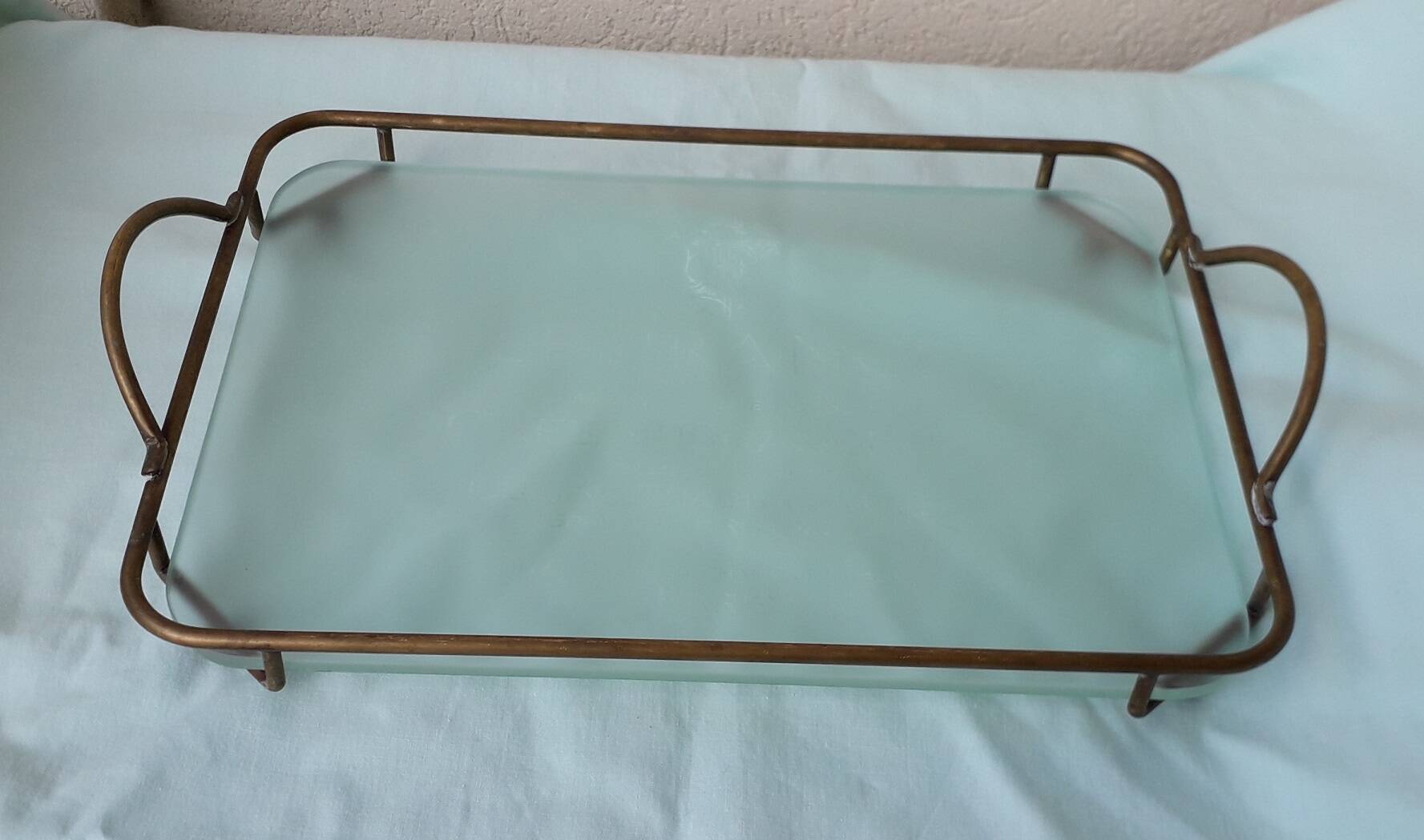 Glass and metal tray "Le France"