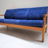 Scandinavian 3-seater sofa in natural wood and CFC Silkeborg fabric Denmark