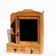 Étagère murale Art déco en bois de noyer avec miroir et tiroirs, rénovée