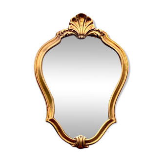 Small vintage rock wall mirror in golden resin