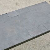 Brutalist coffee table, slate top and steel base, France, 1960s