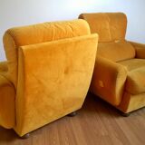 Fauteuil velours jaune