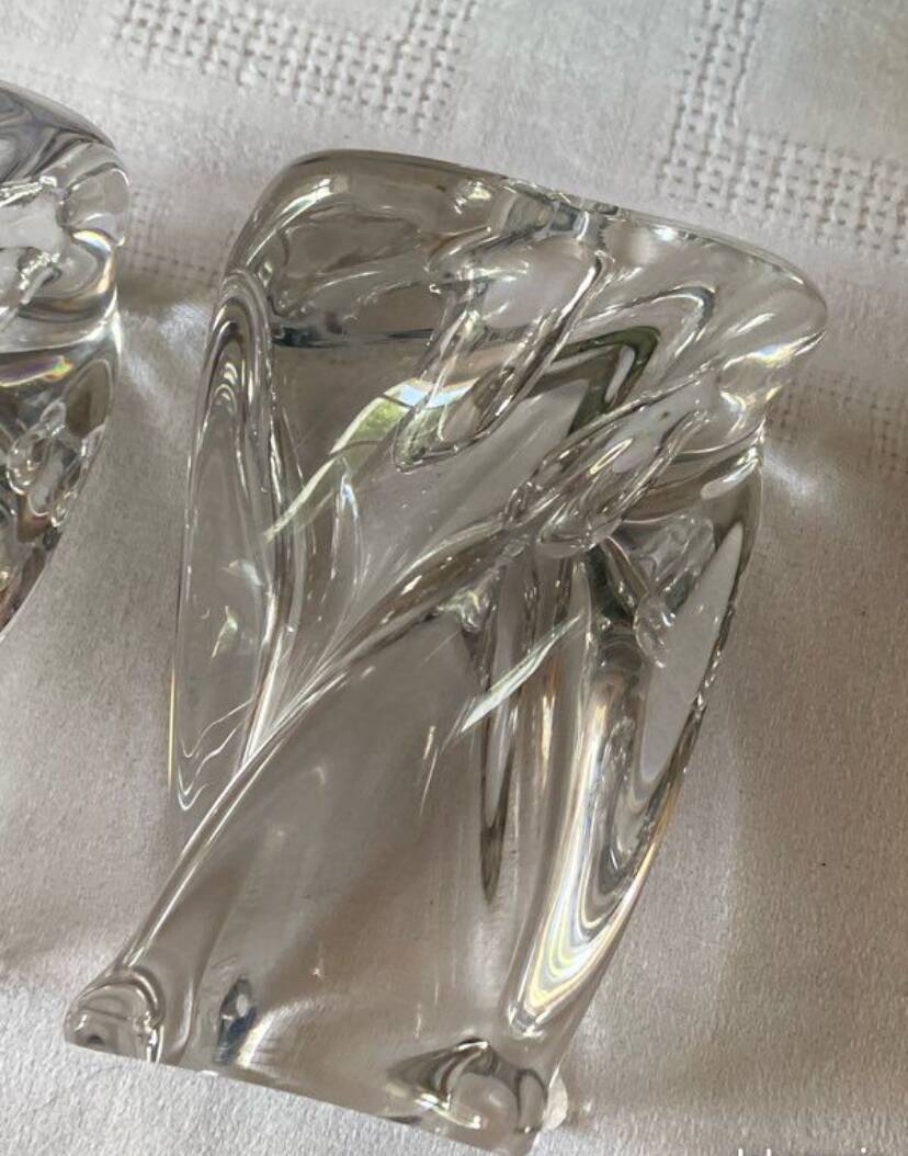 Pair of vintage Saint Louis crystal candlesticks from the 70s