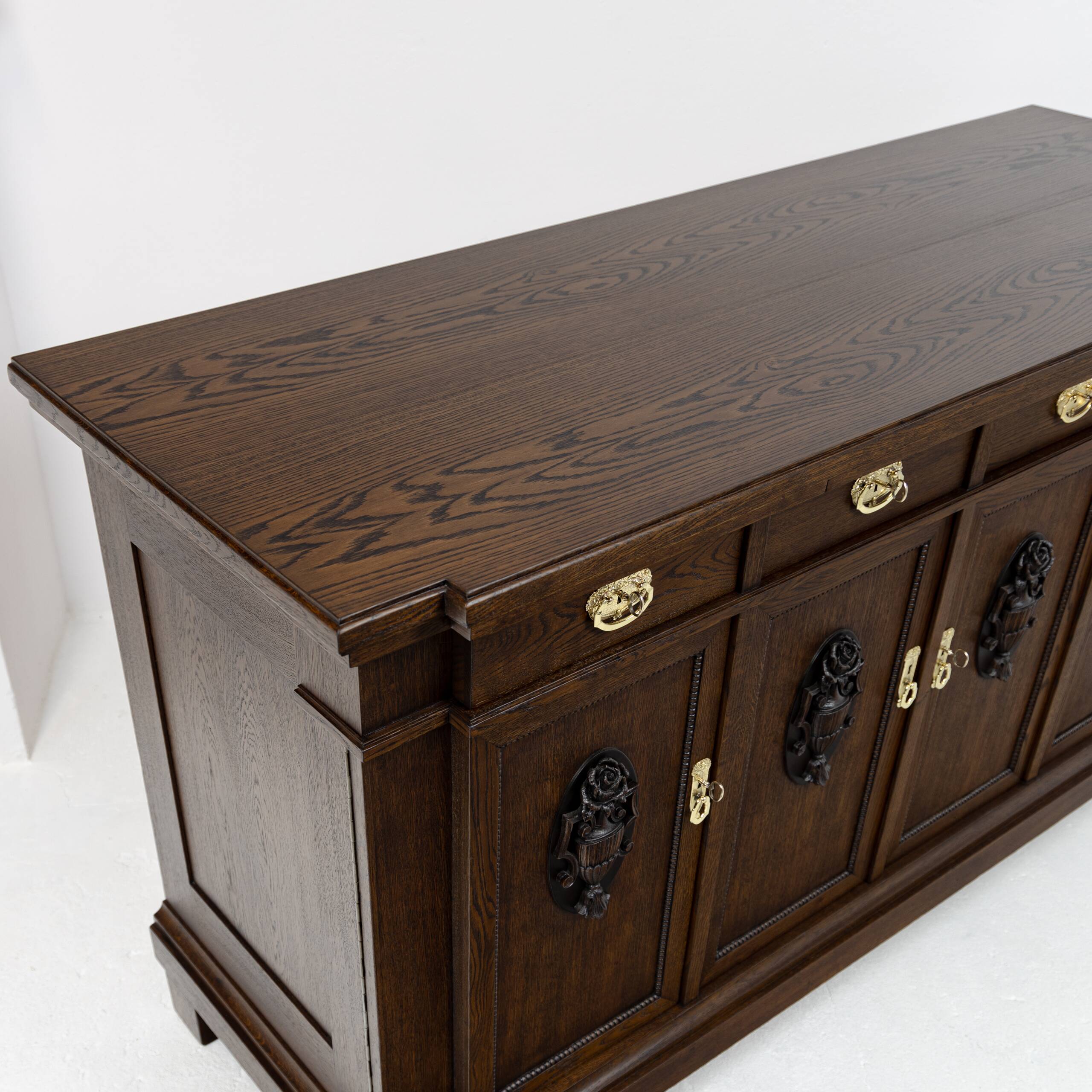 Large buffet with 4 doors in oak and mahogany - early 20th century