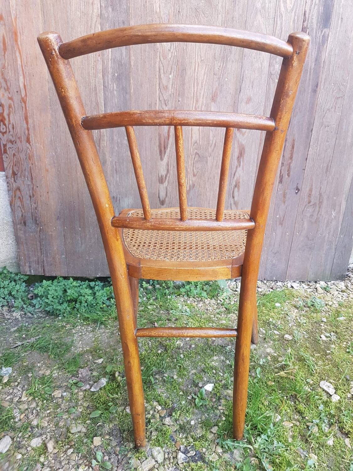 Old thonet style bistro chair turned wood + vintage cane seat