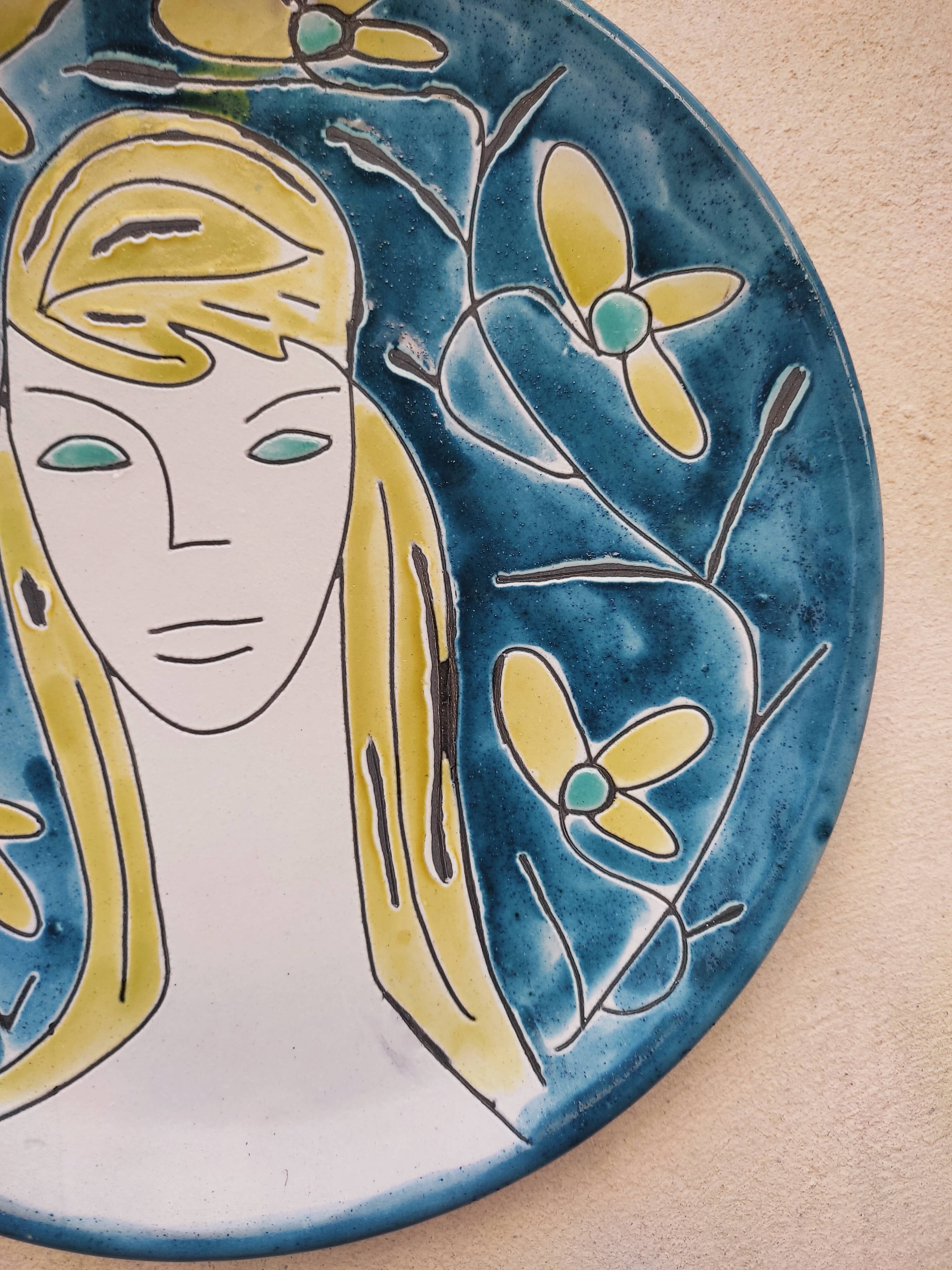 Portrait on ceramic wall plate