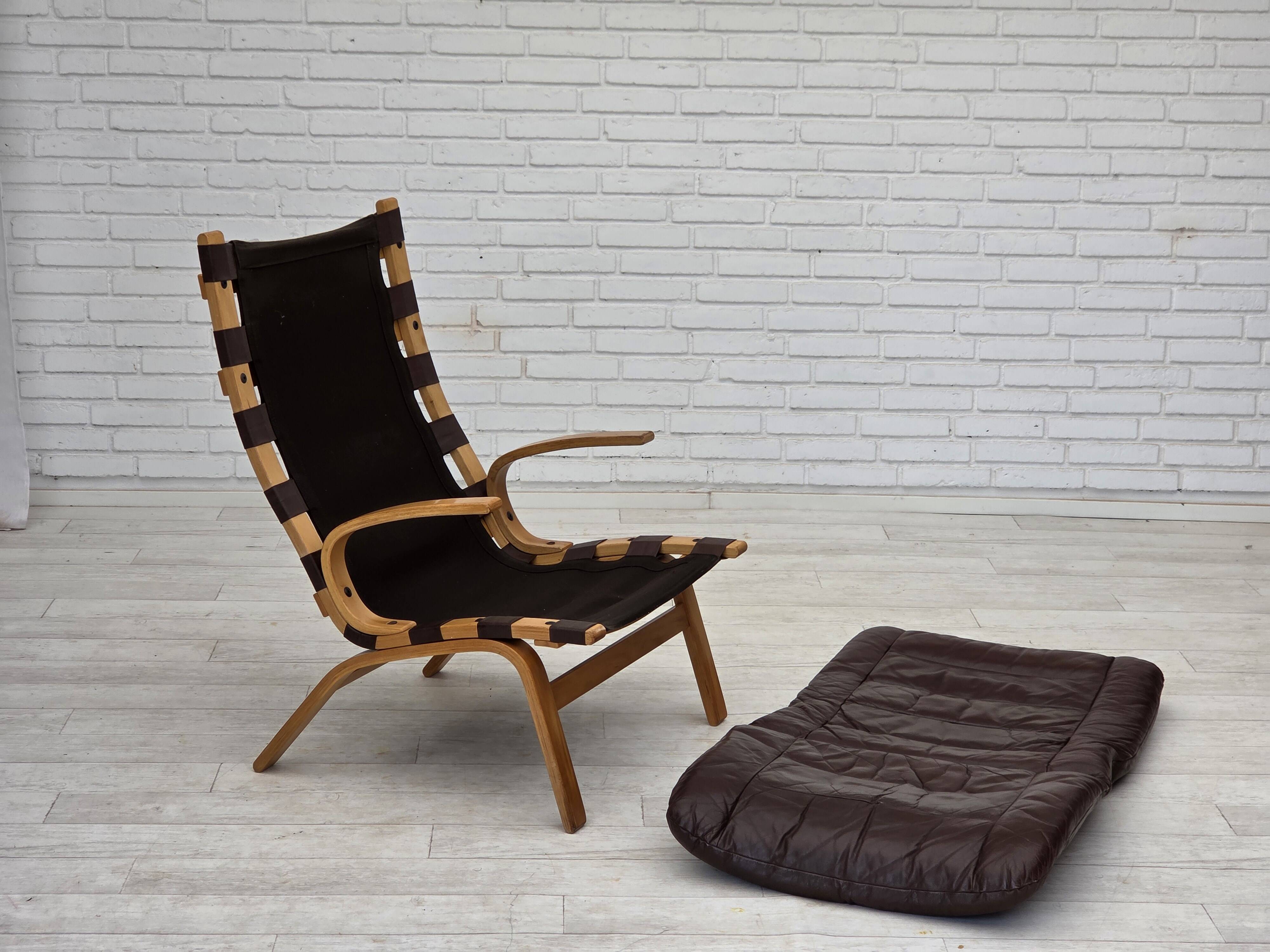 1970s, Danish design by Farstrup, set of 2 armchairs, furniture leather.