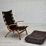 1970s, Danish design by Farstrup, set of 2 armchairs, furniture leather.