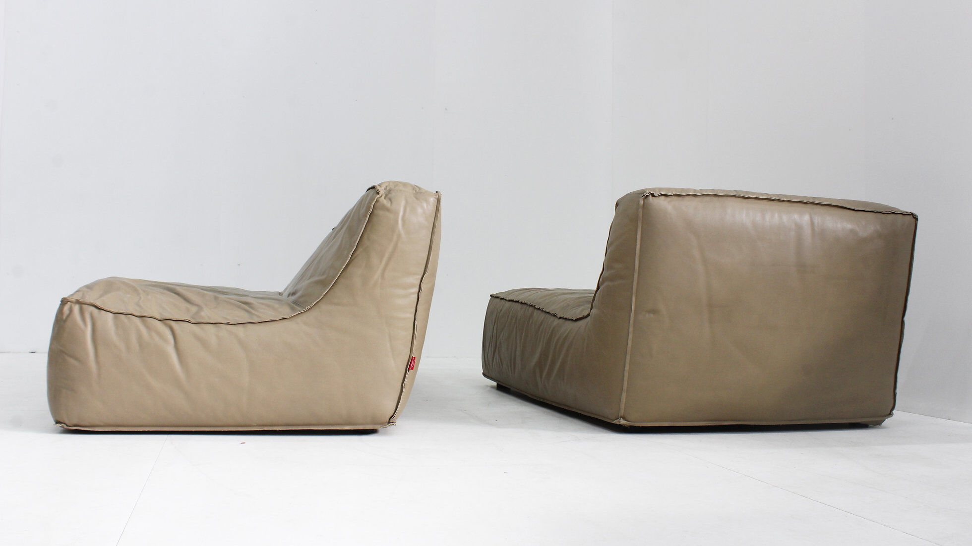 Vintage modular green leather sofa by Verzelloni Italy 1990s
