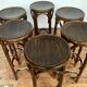Series of 6 bar stools in curved wood