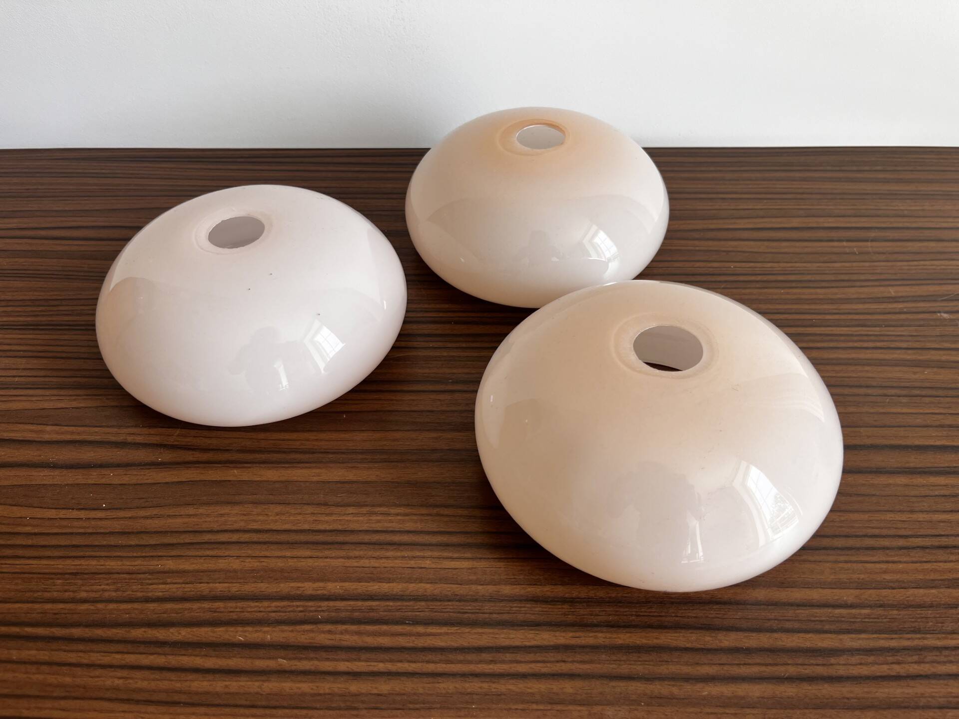 Set of 3 opaline lampshades