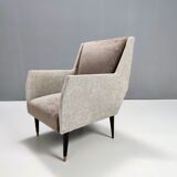 Pair of pearl grey and taupe velvet armchairs, italy