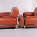 Bold Italian Lounge chair set made of leather, 1970