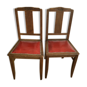 2 chaises vintage en - cuir rouge