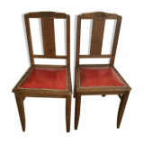 Set of 2 vintage red wooden chairs