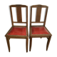 2 chaises vintage en bois et simili cuir rouge