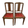 2 chaises vintage en bois et simili cuir rouge