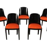 Art Deco Chair in Ebonized Wood, Orange Fabric, France, 1930