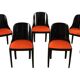 Art Deco Chair in Ebonized Wood, Orange Fabric, France, 1930
