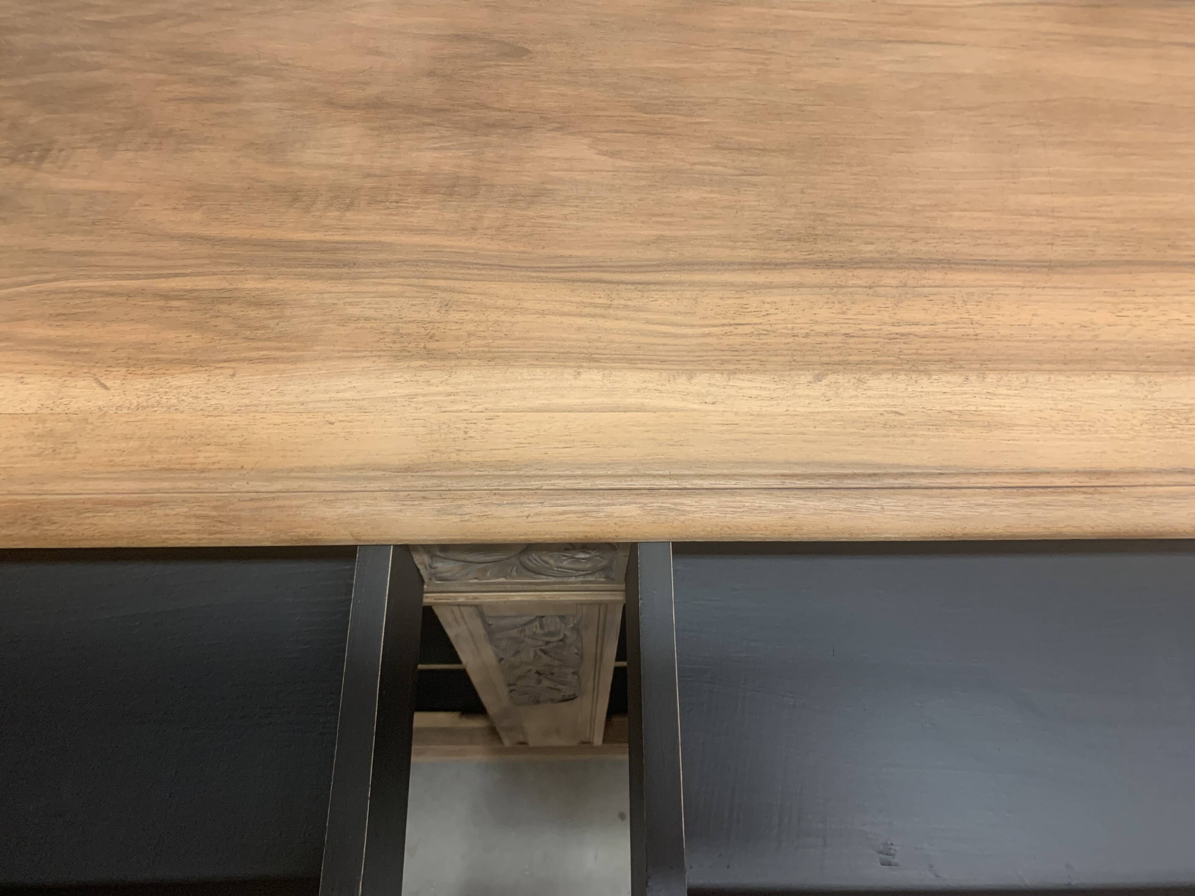 Art Deco raw wood sideboard in solid walnut
