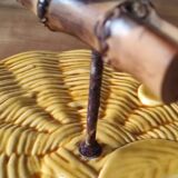 Ceramic cheese board with bamboo handle