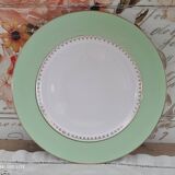 Round plate with aqua green rim and golden frieze, Cafés Lemaire.