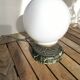 Art deco green marble table lamp, flower patterns