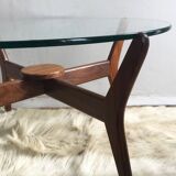 Round teak and glass coffee table, 1960s