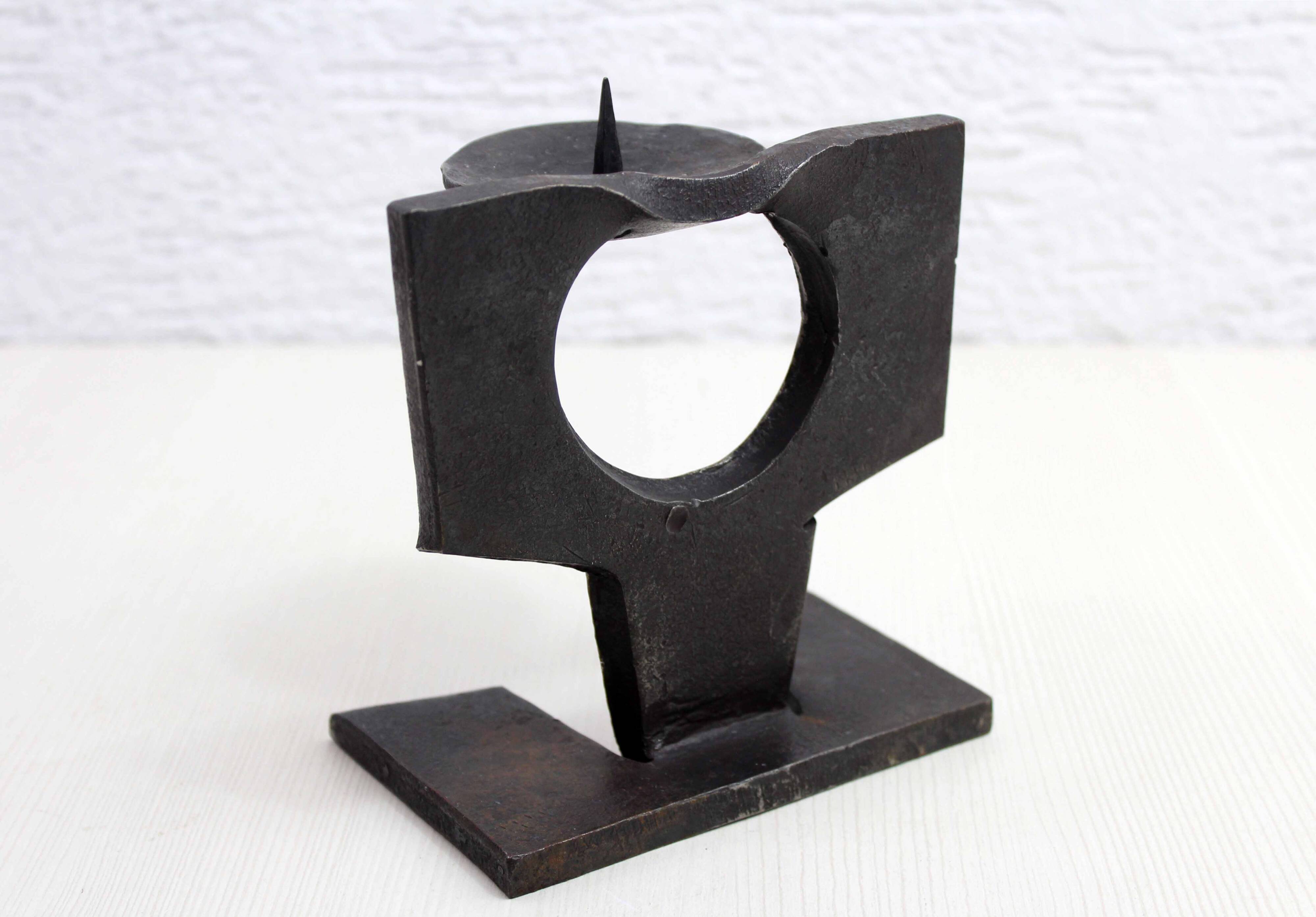 Brutalist cast iron candlestick